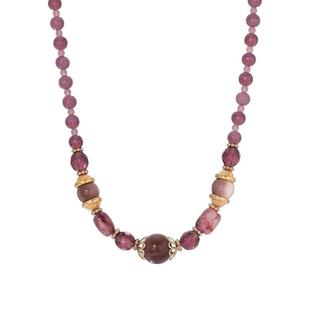 2028 Acrylic Glass Bead Strand Necklace -‎ Purple